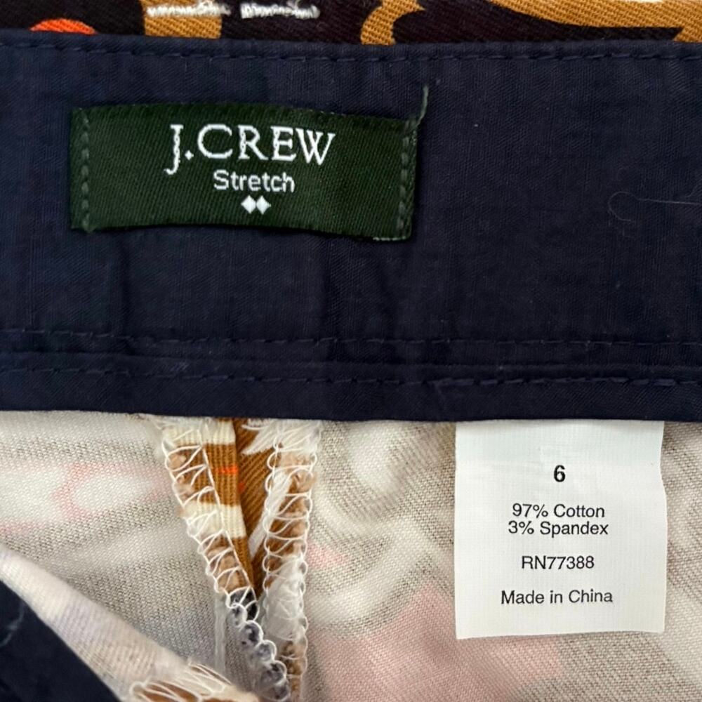 J.Crew Stretch Shorts Paisley Print Orange Brown Mid Rise Women’s Size 6 Retro - Picture 5 of 7